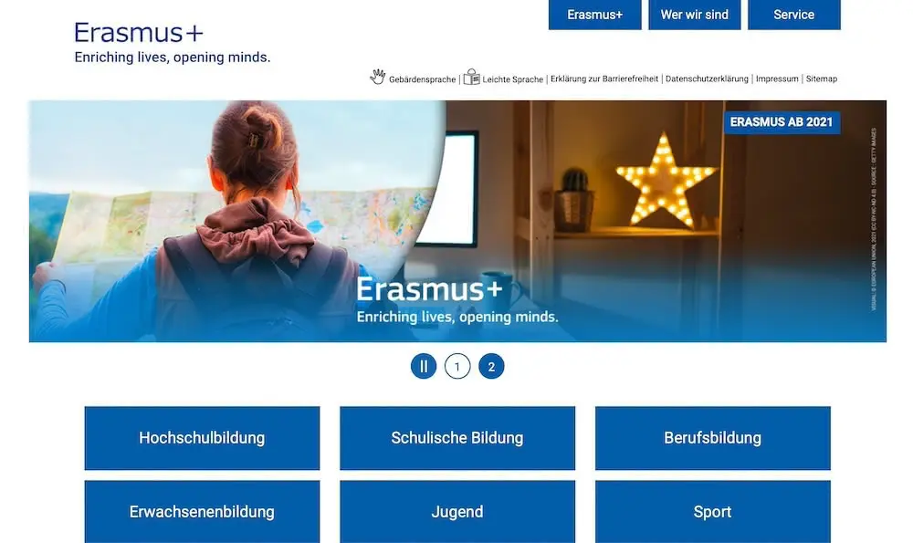 Webseite Erasmus+